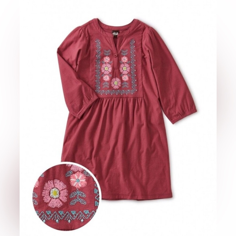 Tea Collection Size 5 Embroidered Henley Dress